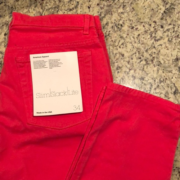 American Apparel - Red Denim Slim Slack Lite pants - Picture 3 of 8